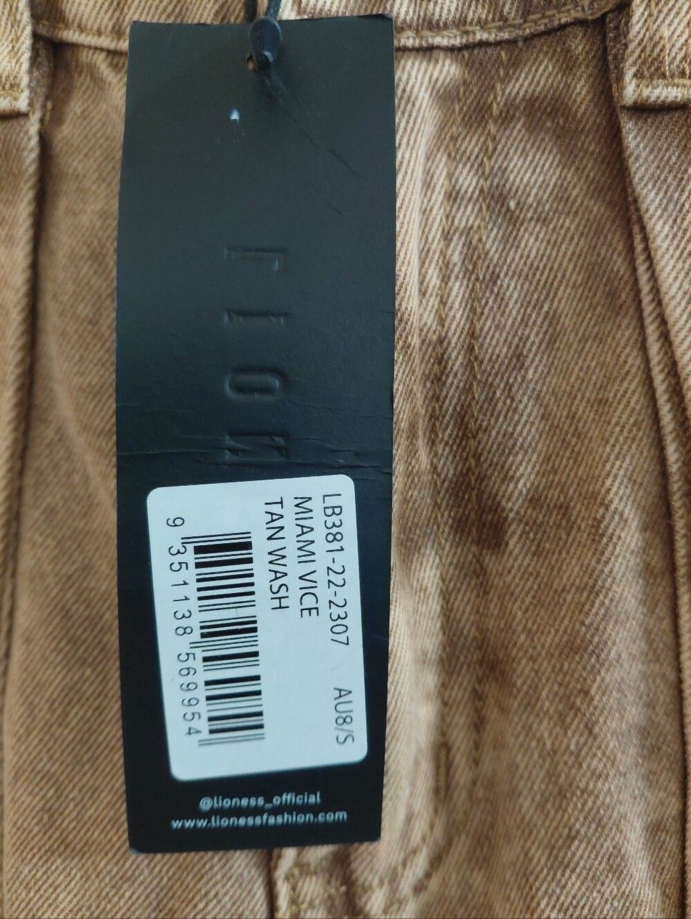 Lioness MIAMI VICE TAN WASH Denim Barrell Size SMALL - Picture 6 of 10